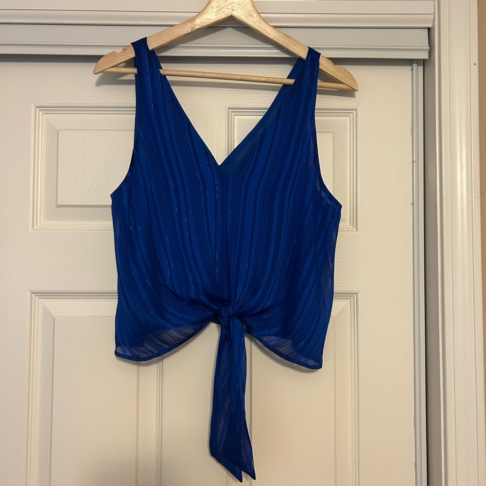 Express Royal Blue Tie-Front Tank Top